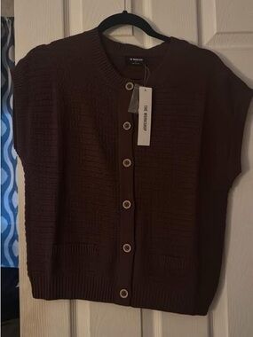 The Workshop Brown Button-Front Knit Vest